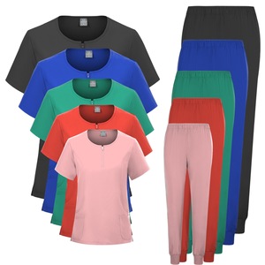 Women's Surgical Scrub Set Moisture Wicking Knitted Split Uniform Hospital Nurse Wear S XXL - Product Image 1