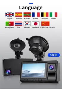 الأكثر مبيعا كاميرا داش 3 قنوات كاميرا داش 4K مرآة الرؤية الخلفية سيارة عكس كاميرا فيديو