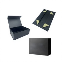 Boîte en carton pliable magnétique avec logo personnalisé, emballage cadeau magnétique noir