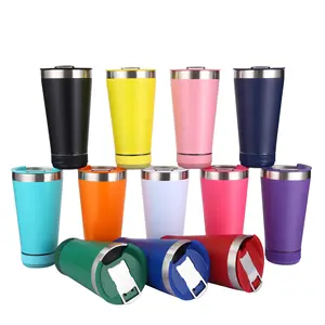 Akıllı paslanmaz çelik kupa hoparlör Tumbler, saman ve kapaklı 18oz 20oz çift duvarlı kablosuz Bluetooth