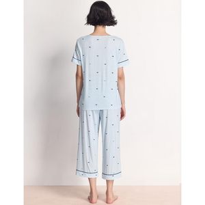 Conjunto de Pijama de Bambú y Viscosa para Mujer, Personalizado, Camiseta de Manga Corta y Pantalones Capri, 2 Piezas - Product Image 2