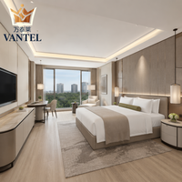 Solution complète de mobilier de chambre d'hôtel Vantel : lit king-size, table de chevet, bureau, armoire pour projets hôteliers