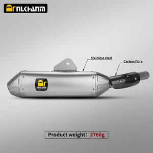 NlkHanm Yama T700 Échappement de <span class=keywords><strong>moto</strong></span> modifié, tuyau d'échappement en acier inoxydable, couvercle AK, silencieux, connexion gris/noir, compatible Tenere700 - Product Image 2