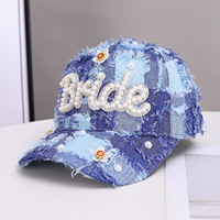 Casquette de baseball tendance style européen et américain avec motif perles pour mariée, chapeau adulte pour fête et mariage, accessoires en stock, vente en gros