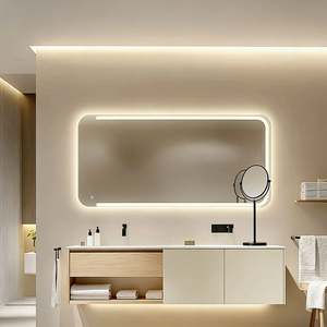 Meuble-lavabo de salle de bain d'hôtel moderne et minimaliste BALOM, double vasque, armoire en bois avec miroir intelligent, fabrication - Product Image 2