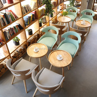 Ensemble de salle à manger moderne 5 pièces - Chaises à cadre en bois avec coussin turquoise + Table carrée pour café/restaurant