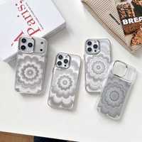 Pour 17 Promax & 11/13/15 Pro/16plus Coque en TPU électroplaqué avec design de fleurs fantômes 3D Étanche