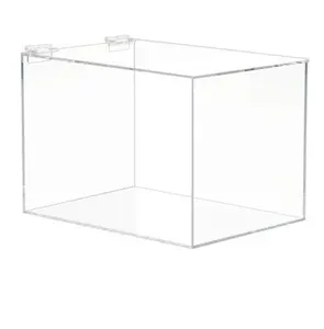 Custom size clear acrylic display box with hinged lid acrylic display donation box with hinged lid acrylic cylinder