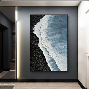 Quadro Moderno Tridimensionale Fatto a Mano con Paesaggio e Texture di Onde da Spiaggia, Decorazione da Parete per Corridoio - Product Image 5