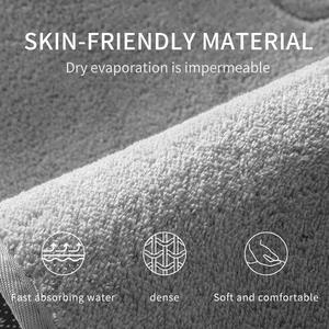 Tapis de bain rectangulaire gris en polaire antidérapant pour salle de bain, toilettes, entrée, usage domestique - Product Image 4