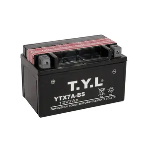 중국 공장 12v 7ah 오토바이 배터리 YTX7A-BS 건조 충전 배터리 봉인 납 산성 배터리