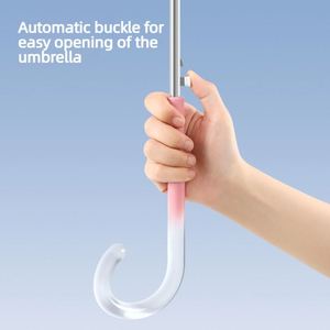 Parapluie transparent personnalisé OEM avec logo, ouverture automatique, poignée à crochet, dégradé, 102 cm, coupe-vent, protection solaire et pluie, pour femme, cadeau de mariage - Product Image 3