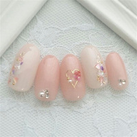 Extension Paillette à l'aspect naturel Fleur colorée Pierre Marbre Cristal Nail Tips