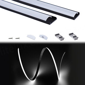 Profilé LED flexible avec couvercle blanc laiteux, diffuseur en aluminium noir pliable pour bande lumineuse, lot de 20, 1 m - Product Image 5