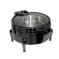 Liyunda luxe noir titane argent acier inoxydable rond Buffet plus chaud ensemble hôtel utiliser Bain Marie pour réchauffer l'équipement de maintien