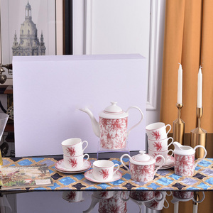 Ensemble de thé et de café en céramique rouge minimaliste 15 pièces, en porcelaine fine, écologique, pour la maison, l'hôtel et le bureau – Vente chaude - Product Image 1