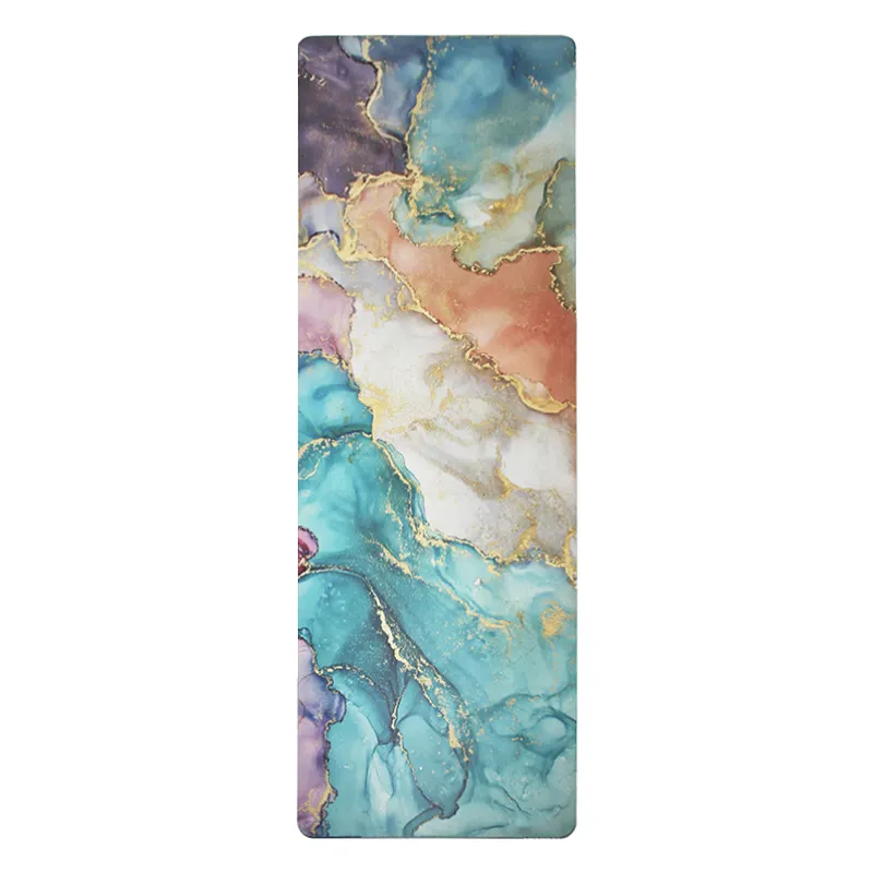 Upgrade Exercise Anti Slip Scratch Large Colorful Personalize Custom UV Print Gold Marble Scrub Matte Frost Pu Rubber Yoga Mat