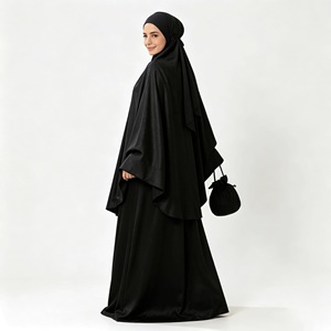 <strong>Black</strong> Khimar Set Women Gulf Size 52-60 <strong>UK</strong> 6-18 US 2-14 Modest Wear Islamic Clothing - Product Image 5