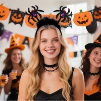 Lot de 2 serre-têtes d'Halloween, serre-têtes en fourrure araignée et chauve-souris avec pattes articulées, accessoires de déguisement fantaisie pour enfants et adultes