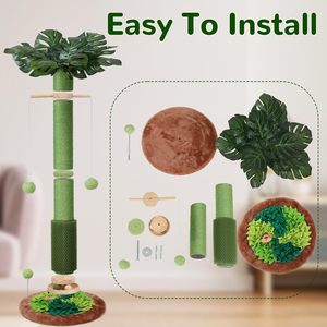 Poste Rascador para Gatos Starmon, Postes Rascadores de Sisal para Gatos de Interior, Cepillo de Autolimpieza, Tapete Olfativo y Pelota de Madera Interactiva - Product Image 6