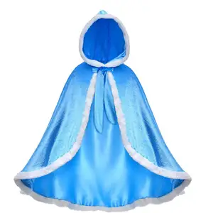 Cadılar bayramı karnaval noel partisi Cosplay prenses kapüşonlu pelerin Elsa kostüm süslemeleri çocuklar elbise pelerin