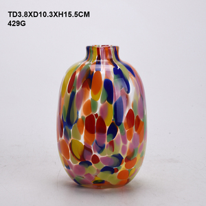 Piccolo Vaso in <span class=keywords><strong>Vetro</strong></span> <span class=keywords><strong>Colorato</strong></span> con Effetto Coriandoli, <span class=keywords><strong>Vetro</strong></span> Artistico Soffiato a Mano Stile Murano per Fiori, Decorazione d'Interni e <span class=keywords><strong>Centrotavola</strong></span> - Product Image 4
