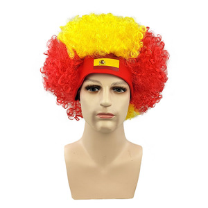 Logo personnalisé 2026 Coupe du Monde de Football Fan de Football Bandeau Perruque Afro Perruque Chapeau avec Drapeau National Imprimé Cheerleading Party Perruque - Product Image 6