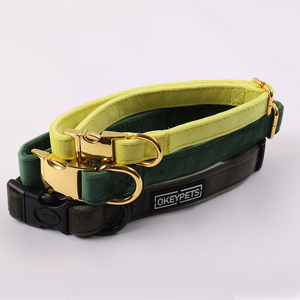 Okeypets - <span class=keywords><strong>Collar</strong></span> Ajustable para Mascotas, Acolchado y Suave, en Colores Sólidos, <span class=keywords><strong>Collar</strong></span> de Terciopelo para Perros y Gatos, con Correa y Lazo Desmontable - Product Image 1