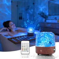 Lampe de Douche Étanche Personnalisable 16 Couleurs avec Haut-Parleur Bluetooth Rechargeable et Projecteur Vague Océanique pour Spa, Massage et Relaxation