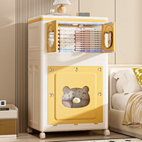 Boîte de rangement pour vêtements de grande capacité YBJ-XY-25801A, design épaissi, organisateur domestique, couvercle rabattable à motif de dessin animé, pliable avec roulettes