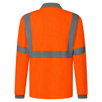 Camiseta Polo de Seguridad de Alta Visibilidad Unisex al por Mayor, Manga Larga, con Franjas Reflectantes Plateadas de 2 Pulgadas, 100% Poliéster, Transpirable, Ropa de Trabajo