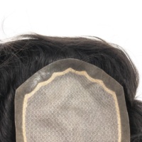 AU Durable Naturel Délié Mâle Perruques Système De Remplacement De Cheveux Humains Base De Soie Top Respirant Prothèse Capillaire Pour Hommes