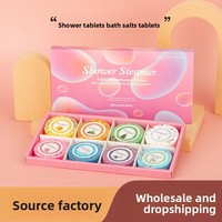 Tablettes de douche et de bain aux huiles essentielles d'aromathérapie, lot de 8 pièces, en forme de sel marin, huiles essentielles, contrôle du sébum, exfoliantes, vente en gros