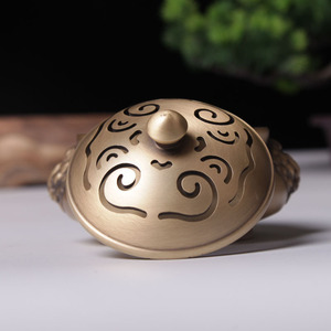 Quemador de incienso con cabeza de león de cobre puro para uso doméstico e interior, adecuado para quemar incienso de madera de agar y sándalo, té - Product Image 3