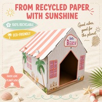 Casa Rascador para Gatos Moderna y Ecológica al por Mayor, Casa para Gatos de Cartón Corrugado con Impresión Personalizada, Fácil de Montar, para Interiores