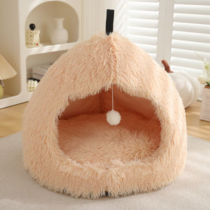 Rutsch feste mehrfarbige Winter gemütliche Luxus-Haustier hausbett Flauschiger Plüsch Warme wasch bare tragbare Katzen höhle für den Innenbereich mit Ballspiel zeug - Product Image 5