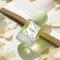 Flacon de parfum en verre gaufré à rayures verticales de luxe, étiquettes personnalisées, flacon transparent en forme de cylindre avec vaporisateur