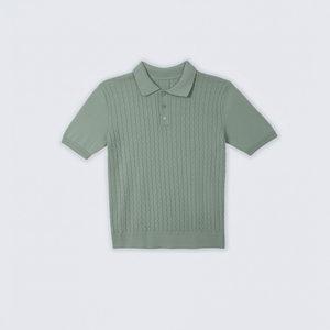 Polo en tricot côtelé 100 % acrylique, anti-plis, style décontracté, fabrication vietnamienne (ODM & OEM) - Product Image 5