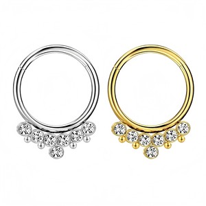 Anneau de nez en acier inoxydable avec zircon, 16G, boucle à bille, bijoux pour piercing, couleur or ou argent - Product Image 5