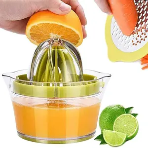 Presse-agrumes à main manuel 2023 Citrus Lemon Orange Juicer avec tasse à mesurer intégrée et râpe, 12OZ, vert