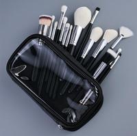 Set Kuas Makeup Rambut Kambing Alami Premium Elegan Berkualitas Tinggi 15 pcs Label Pribadi Warna Hitam