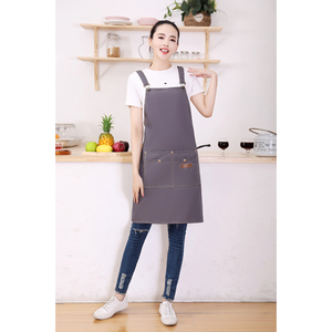 Tablier en toile de travail de cuisine avec logo personnalisé imperméable avec poches uniformes pour serveurs <span class=keywords><strong>serveuse</strong></span> cafés ongles uniforme gril - Product Image 1
