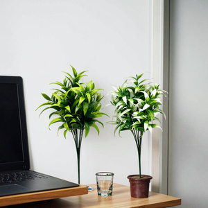 Small Indoor/Outdoor Bamboo <strong>Leaves</strong> Bouquets Artificial Tree Branches PE Plant <strong>Wall</strong> <strong>Decoration</strong> 35cm Birthday Occasion Accessory - Product Image 4