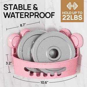 Bathroom Accessories Kitchen <b>Wall</b> <b>Mounted</b> Suction PP Plastic Storage Rack <b>Shelf</b> Traceless Tape Customized Color Eco-Friendly - Product Image 2