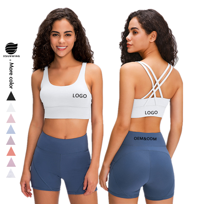 Xsunwing Nouveau Dames Gym Fitness Vêtements Haut Impact Croix Dos Intérieur Rembourré Push Up Gym Sexy sport taille femme yoga Soutien-Gorge WDQ2026