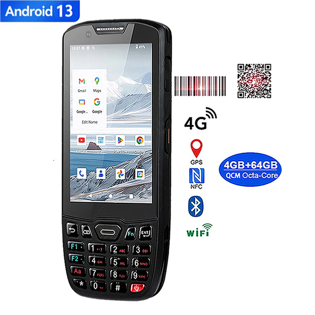 Rug Handheld Android PDA with 2D QR Barcode Scanner Reader NFC Wifi 4.0 Inch Data Collector Wirelessly Mobile 4G Terminal Device