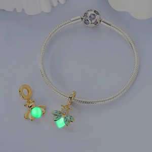 925 Bạc ban đầu sáng đom đóm Mặt dây chuyền quyến rũ hạt phù hợp với 3mm Vòng đeo tay Vòng cổ cho phụ nữ sang trọng tự làm đồ trang sức làm quà tặng - Product Image 3