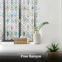 Película Decorativa para Ventanas con Diseño de Plumas de Pavo Real, Vinilo Estático de PVC para Privacidad en el Hogar y Apartamentos, Venta al Por Mayor