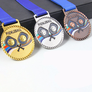 Medallas de Pickleball de Aleación de Zinc Grabadas, Premios Deportivos en Oro, Plata y Bronce con Cinta Azul, Diseño Duradero - Product Image 3