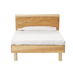 Деревянная мини-мебель кукольная кровать 1:12 кукольный домик миниатюрная кукольная кровать простая двуспальная кровать с матрасом - Product Image 1